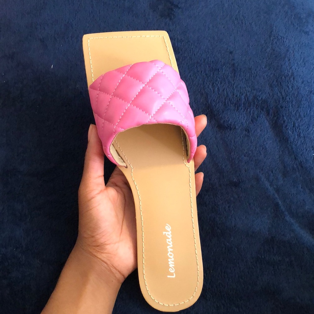 Square Toe Pink & Tan Sandals